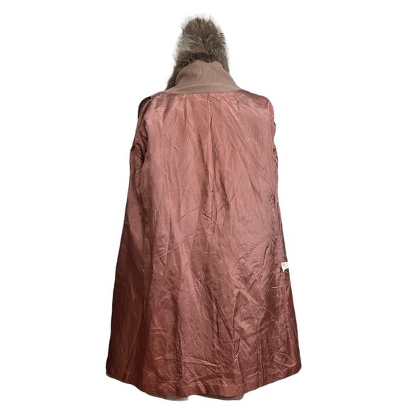 Vintage 70s M Coat Union Made Wool Fur Trimmed Collar Winter Coat Retro Pink Tan - Picture 6 of 15
